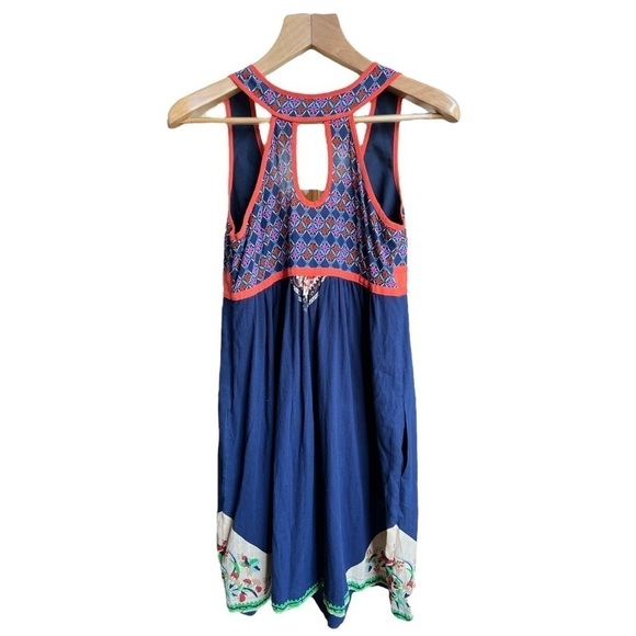 Ecote from Urban Outfitters Navy Blue Boho Cutout Pocket Mini Dress, Medium - Picture 3 of 11
